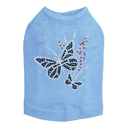 Black Butterfly with Flowers - Dog Tank