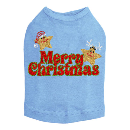 Merry Christmas Glitter Stars - Dog Tank