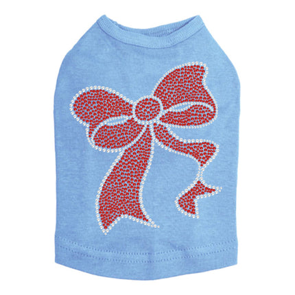 Red Rhinestone Bow - Dog Tank