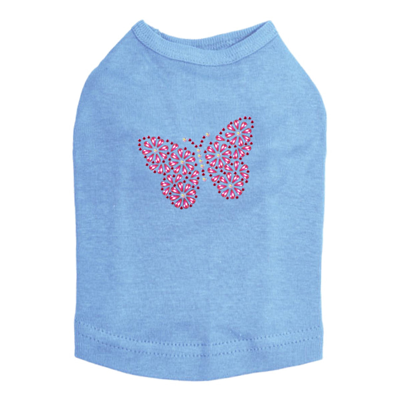 Pink Nailhead Butterfly - Dog Tank Blue