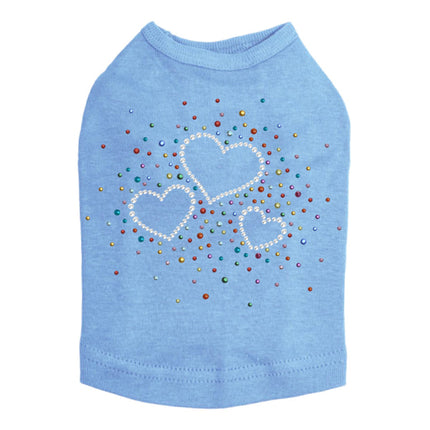 Three Hearts with Multicolored Studs - Dog Tank