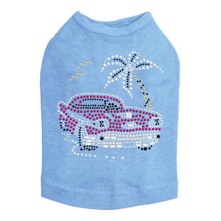 Car with Palm Tree (Pink) - Dog Tank