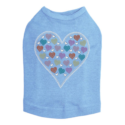 Heart with Multicolor Rhinestud Hearts - Dog Tank