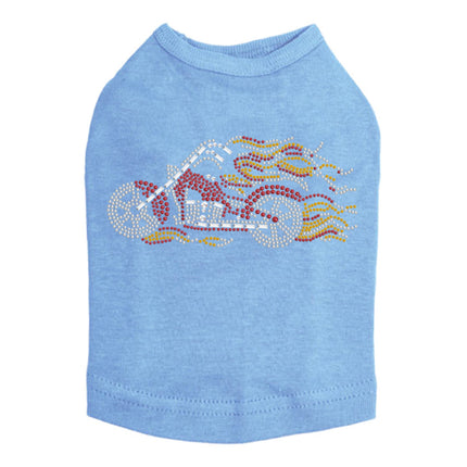 Motorcycle - Red with Flames - Dog Tank