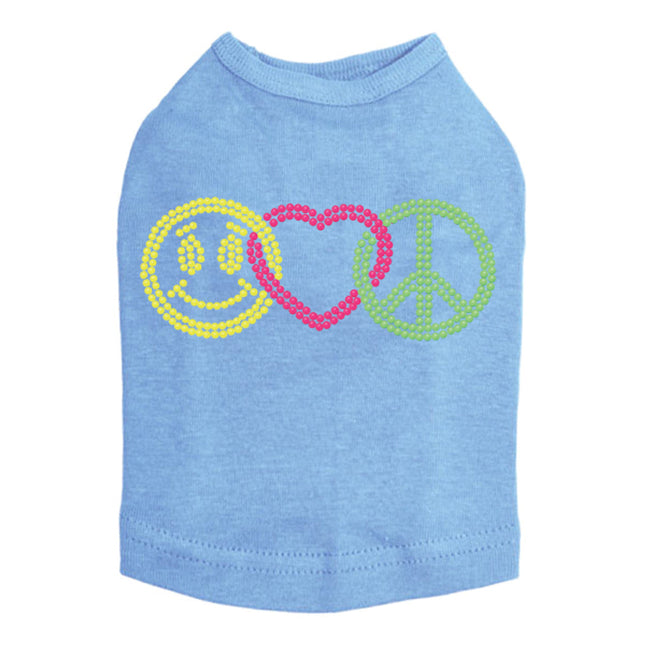 Smiley Face, Love, Peace - Dog Tank