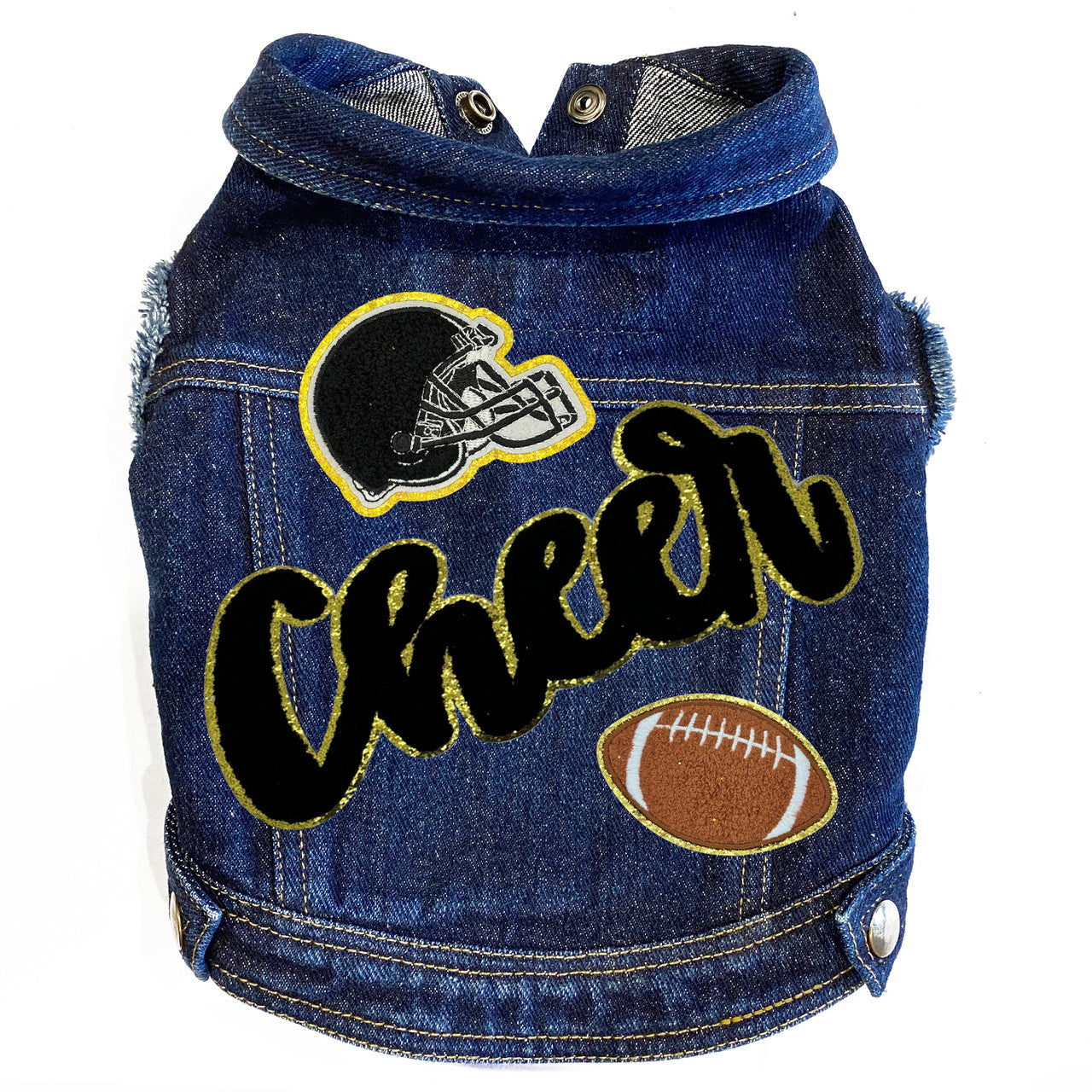 Cheer Football (Large) Denim Dog Jacket Blue Denim