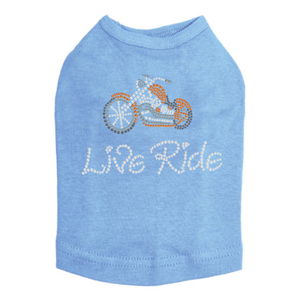 Live - Ride - Orange Motorcycle - Dog Tank