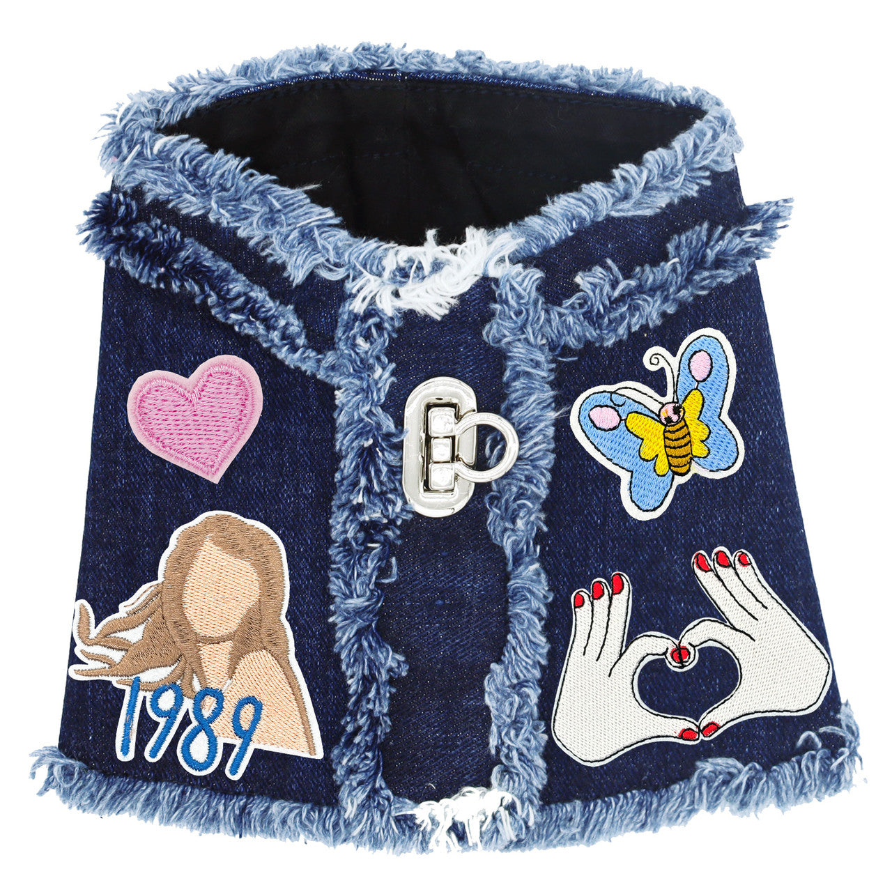 Swiftie Inspired Denim Harness Vest Blue Frayed New York Vest