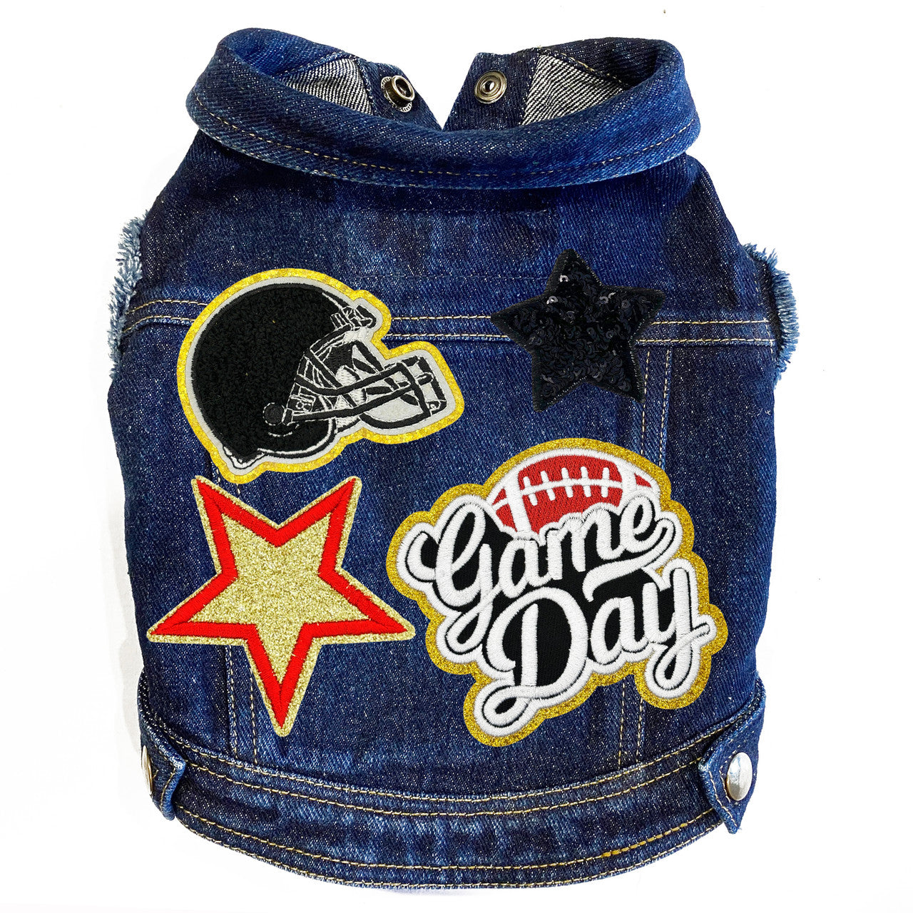 Game Day (Small) Denim Dog Jacket Blue Denim