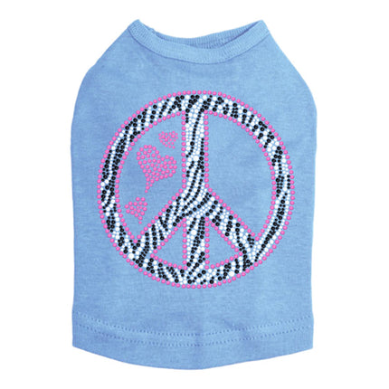 Peace Sign (Pink & Zebra Print) - Dog Tank