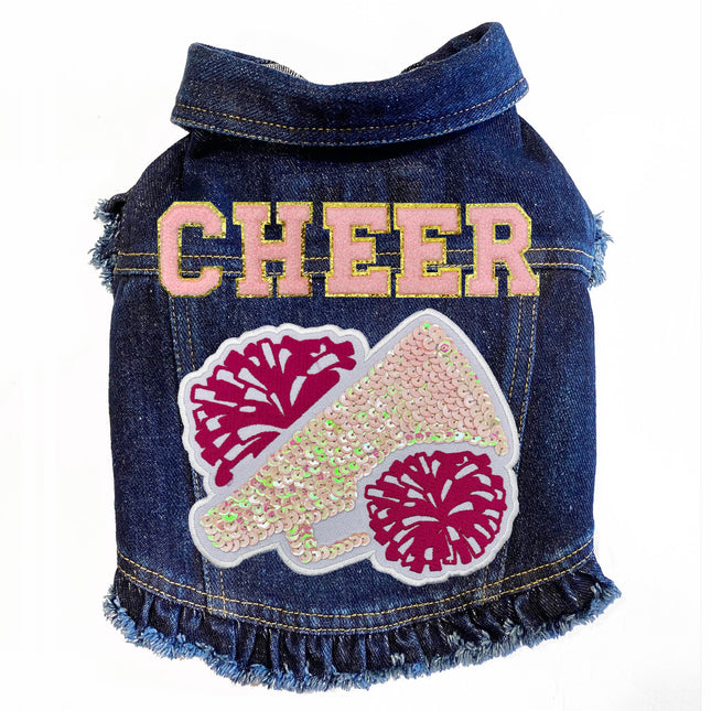 Cheer with Megaphone (Large) Denim Dog Jacket