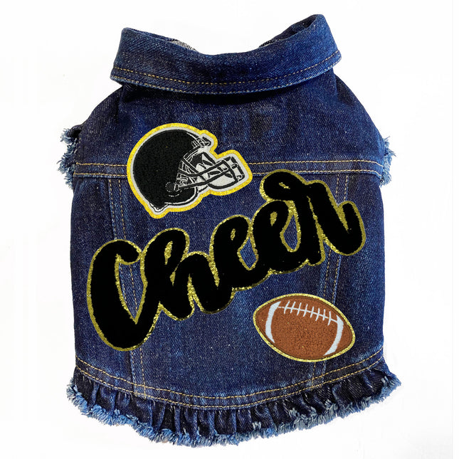 Cheer Football (Large) Denim Dog Jacket