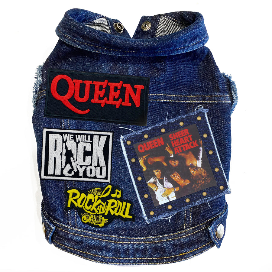Rock Star - Queen - Sheer Heart Attack Denim Dog Jacket