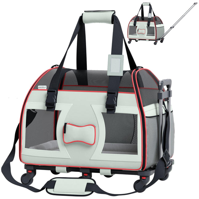 Bone Cruiser Pet Carrier with Removable Wheels and Telescopic Handle