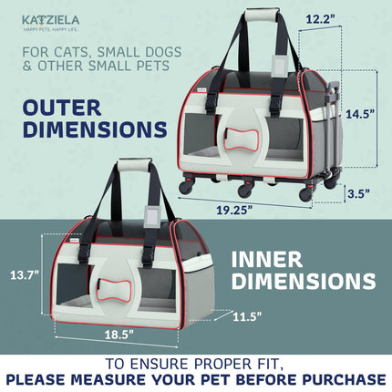 Bone Cruiser Pet Carrier with Removable Wheels and Telescopic Handle