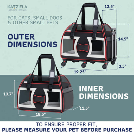 Bone Cruiser Pet Carrier with Removable Wheels and Telescopic Handle