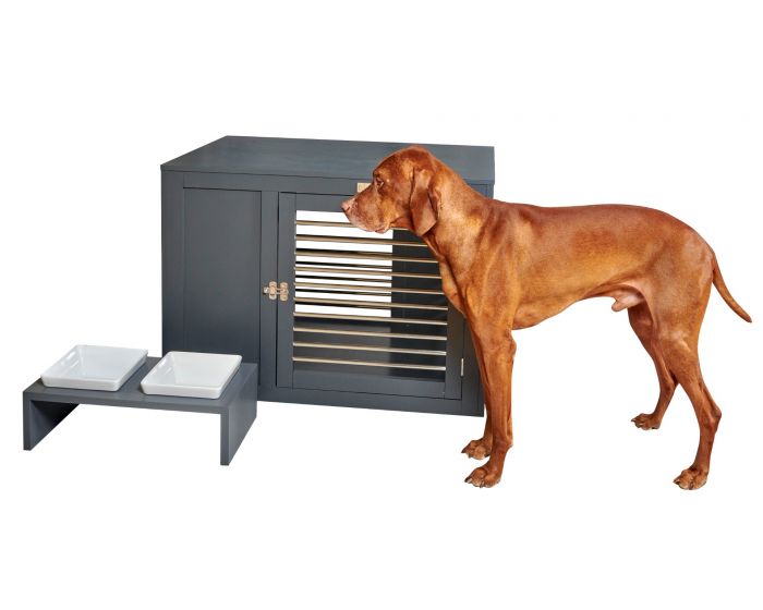 Moderno Dog Crate with Matching Feeder