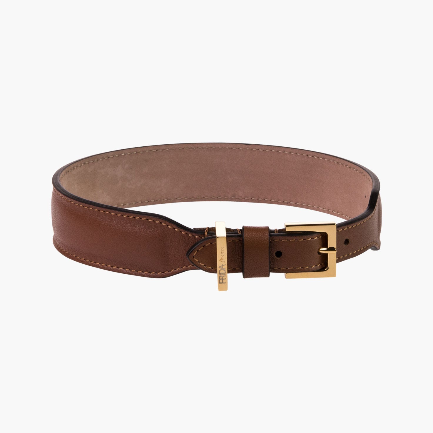 Classic Brown Leather Dog Collar 50cm