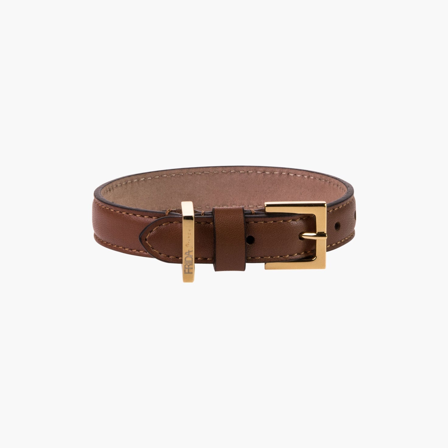 Classic Brown Leather Dog Collar 35cm