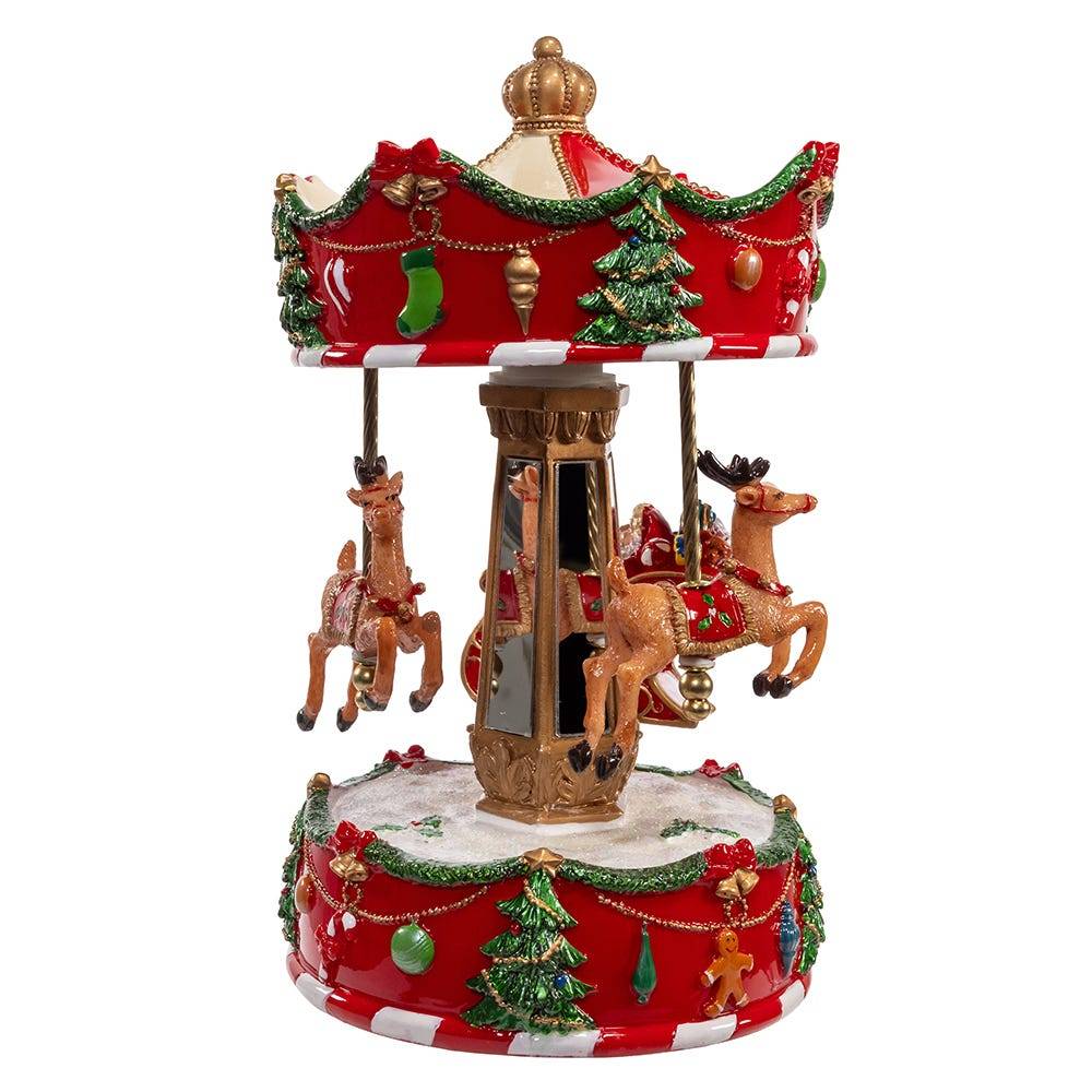 Kurt Adler 8.7-Inch Musical Wind-Up Carousel Tablepiece