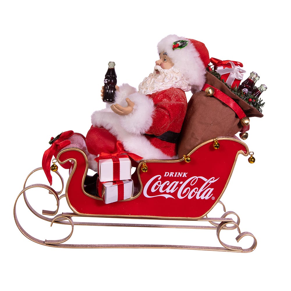 Kurt Adler 10-Inch Coca-Cola Santa in Sleigh Table Piece