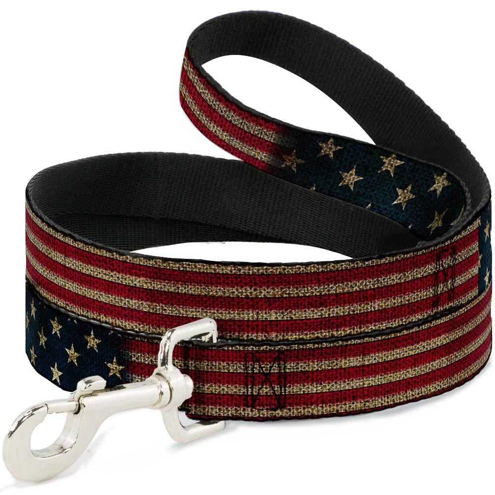 Vintage US Flag Pet Collar & Leash Set