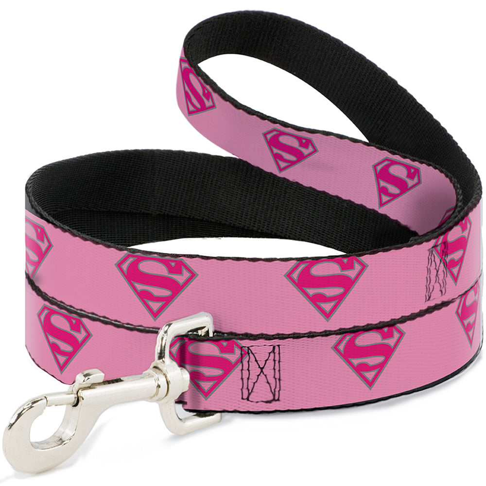 Superman Shield Pink Pet Collar & Leash Set