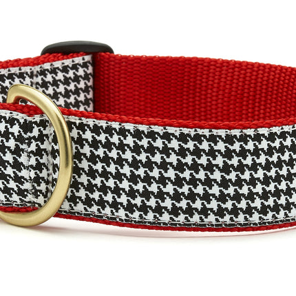 Classic Black Houndstooth Extra Wide Dog Collar 1.5"