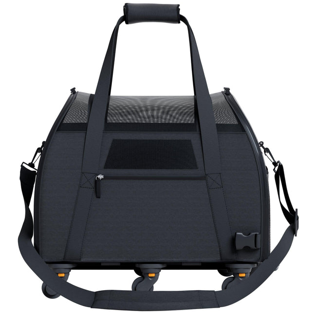 Cozy Commuter Pet Carrier with Removable Wheels and Telescopic Handle