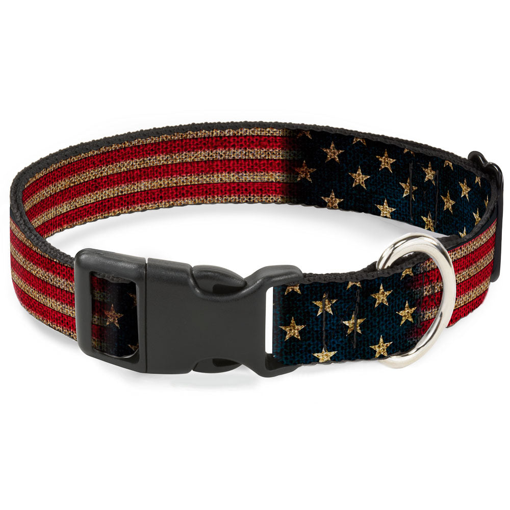 Vintage US Flag Pet Collar & Leash Set Large