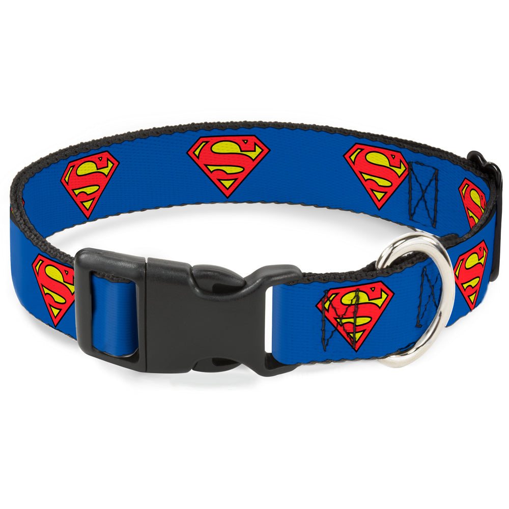 Superman Shield Blue Pet Collar & Leash Set Large