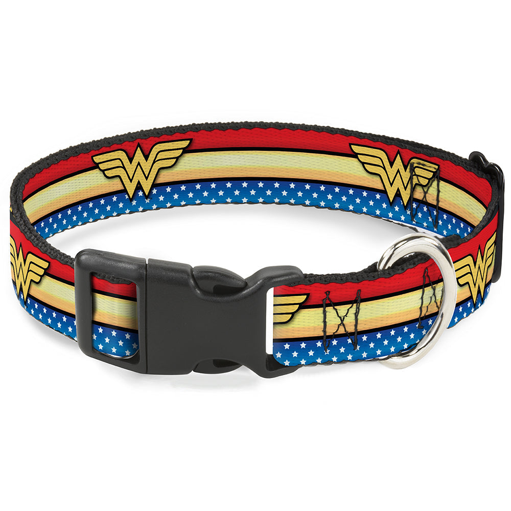 Wonder Woman Logo Stripe Pet Collar & Leash Set Large