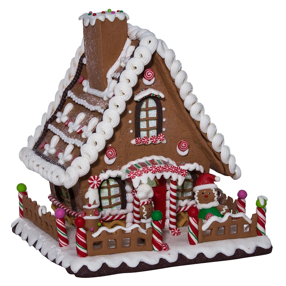 Kurt Adler 10-Inch Battery-Operated Claydough LED Gingerbread House Tablepiece