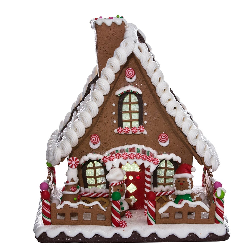 Kurt Adler 10-Inch Battery-Operated Claydough LED Gingerbread House Tablepiece