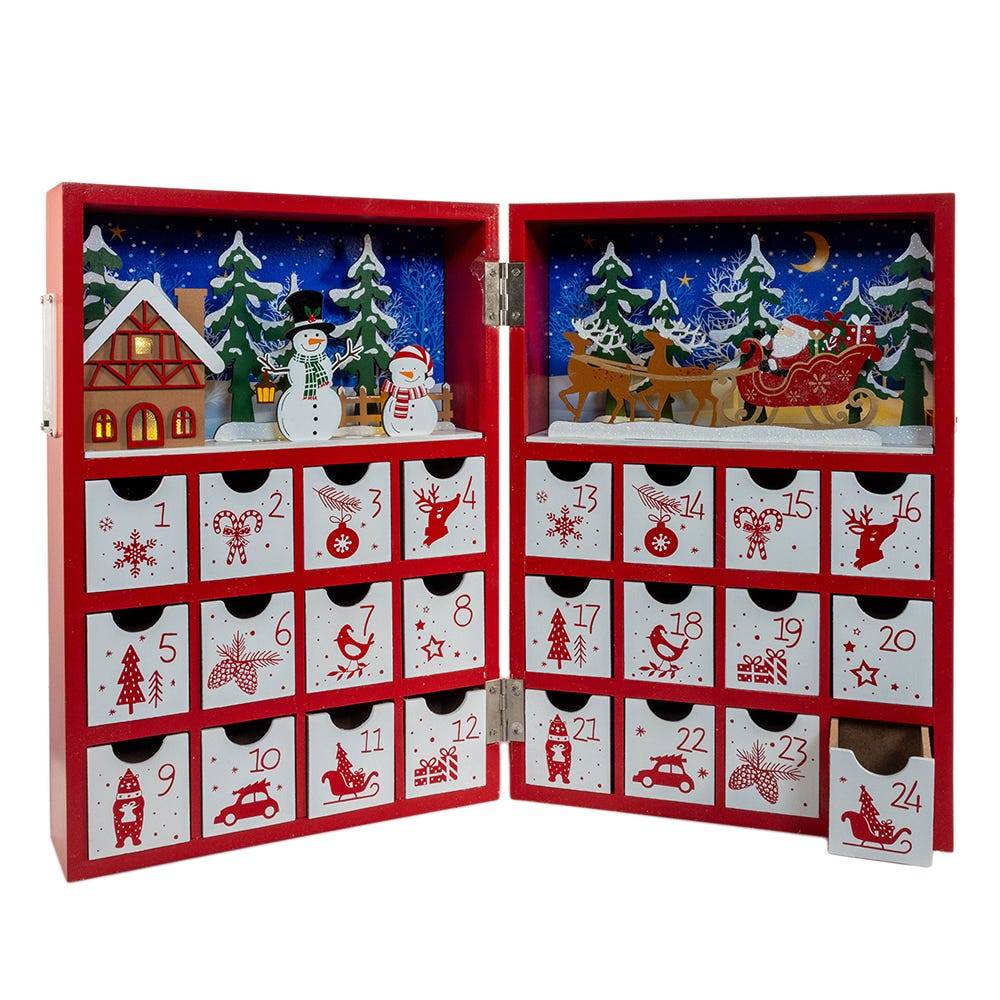 Kurt Adler 13-Inch Battery Operated Lighted Wooden Christmas Advent Calander