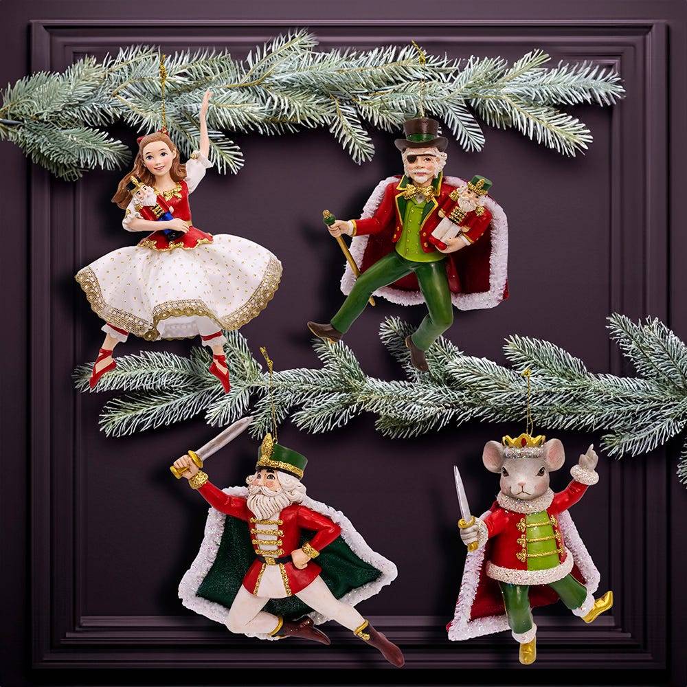 Kurt Adler 6-Inch Resin Nutcracker Suite 4-Piece Ornament Set