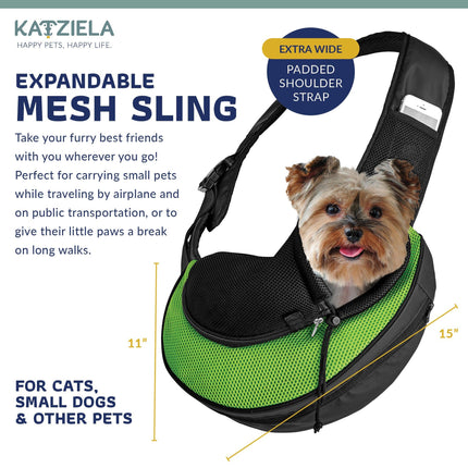 Expandable Sling Bag - Front Shoulder Pet Carrier for Small Dog, Cat and Puppy