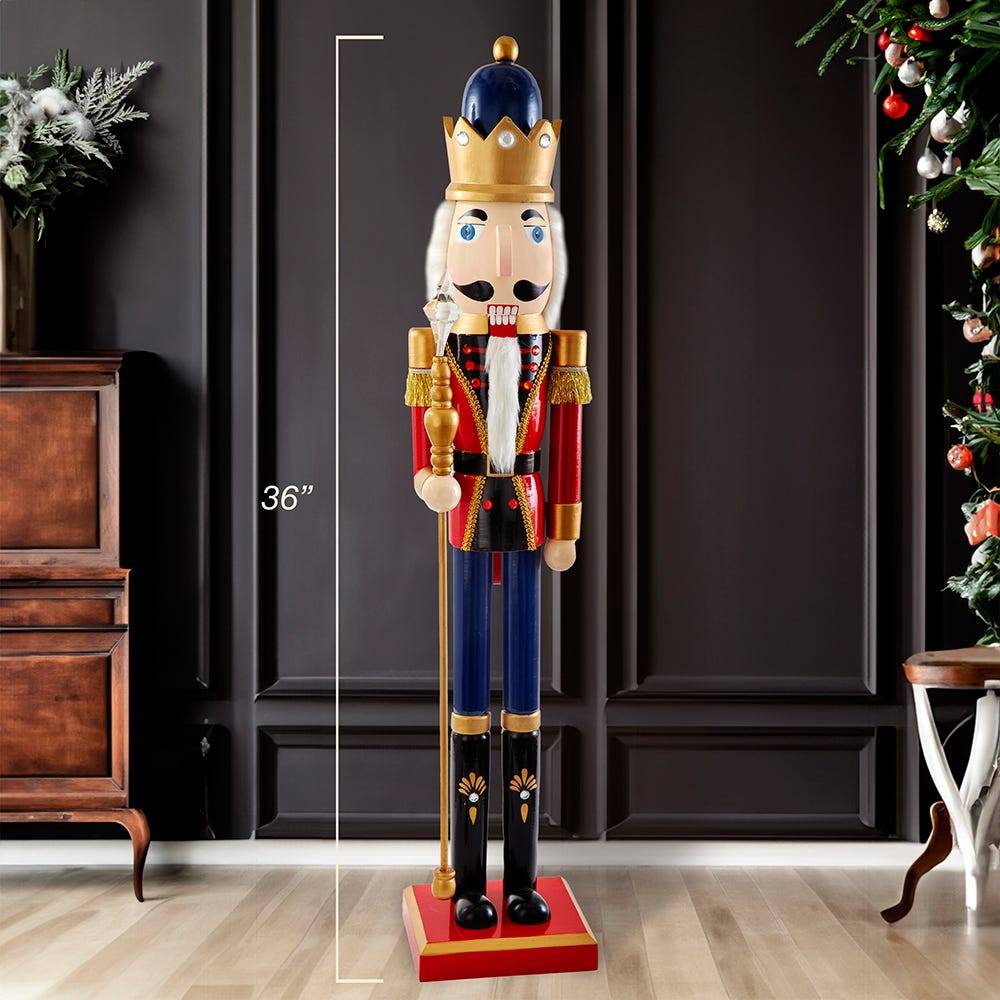 Kurt Adler 36-Inch Wooden Red and Blue King Nutcracker