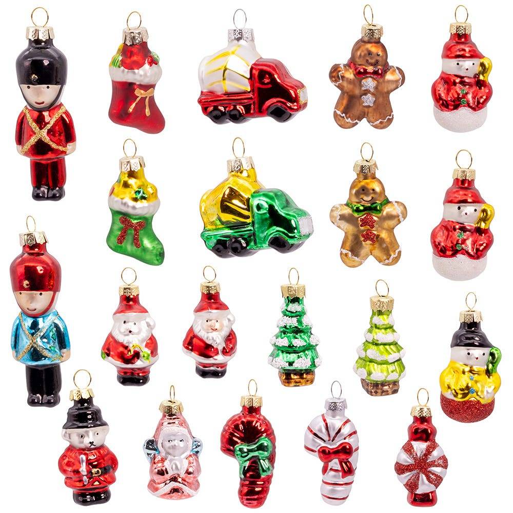 Kurt Adler Petite Treasures Miniature Glass Christmas Ornaments, 20-Piece Boxed Set