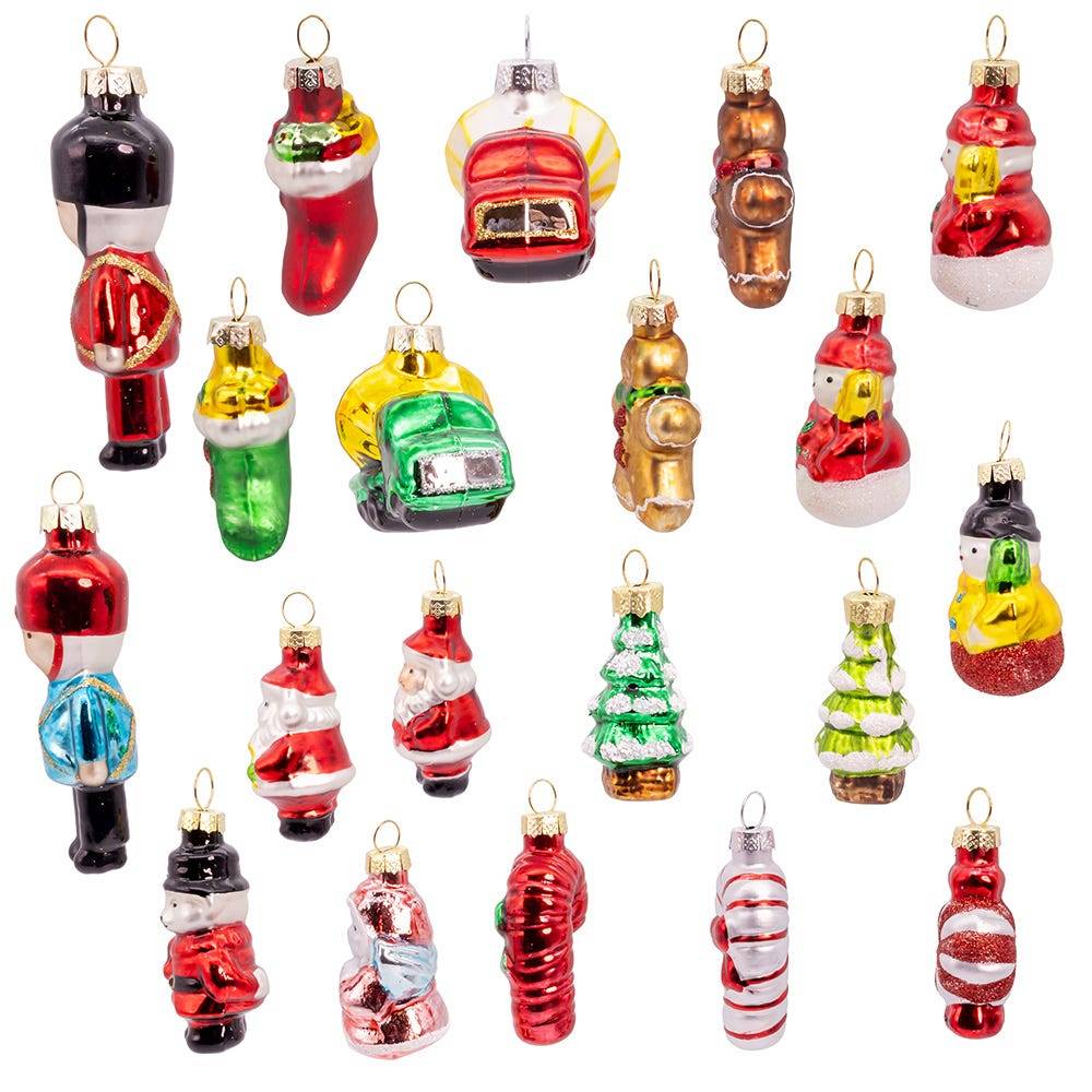 Kurt Adler Petite Treasures Miniature Glass Christmas Ornaments, 20-Piece Boxed Set