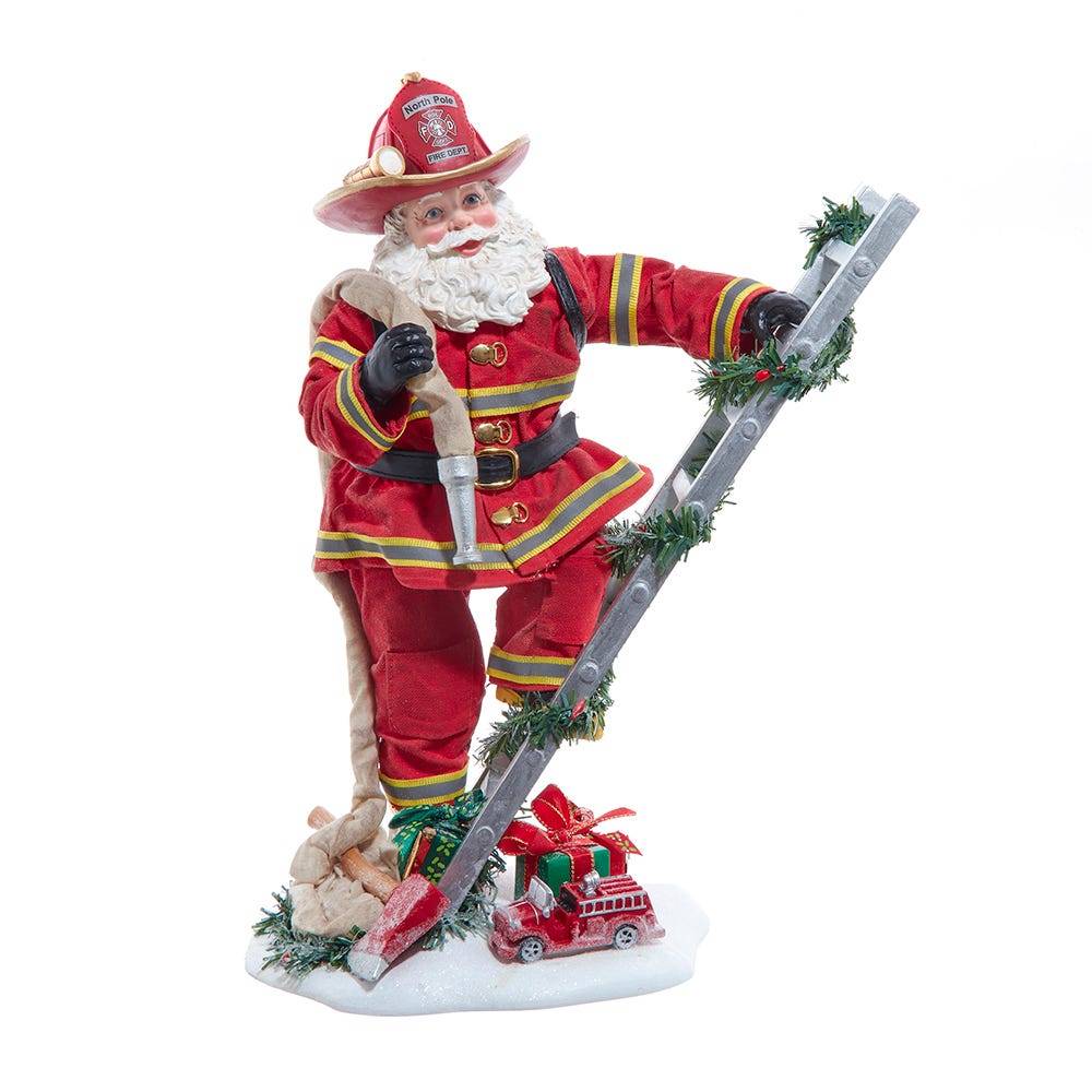 Kurt Adler 11.5-Inch Fabriché Fireman Santa On Ladder