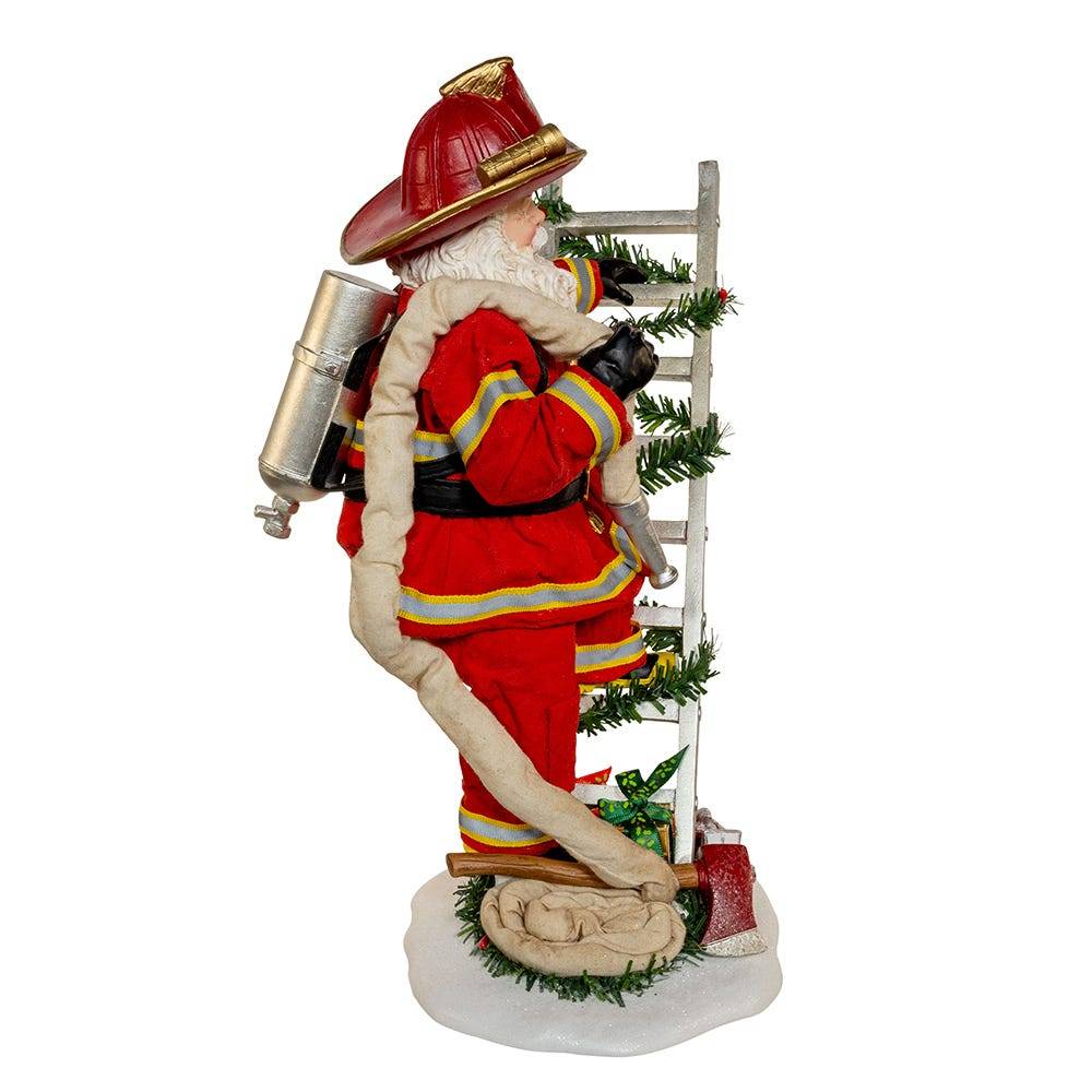 Kurt Adler 11.5-Inch Fabriché Fireman Santa On Ladder