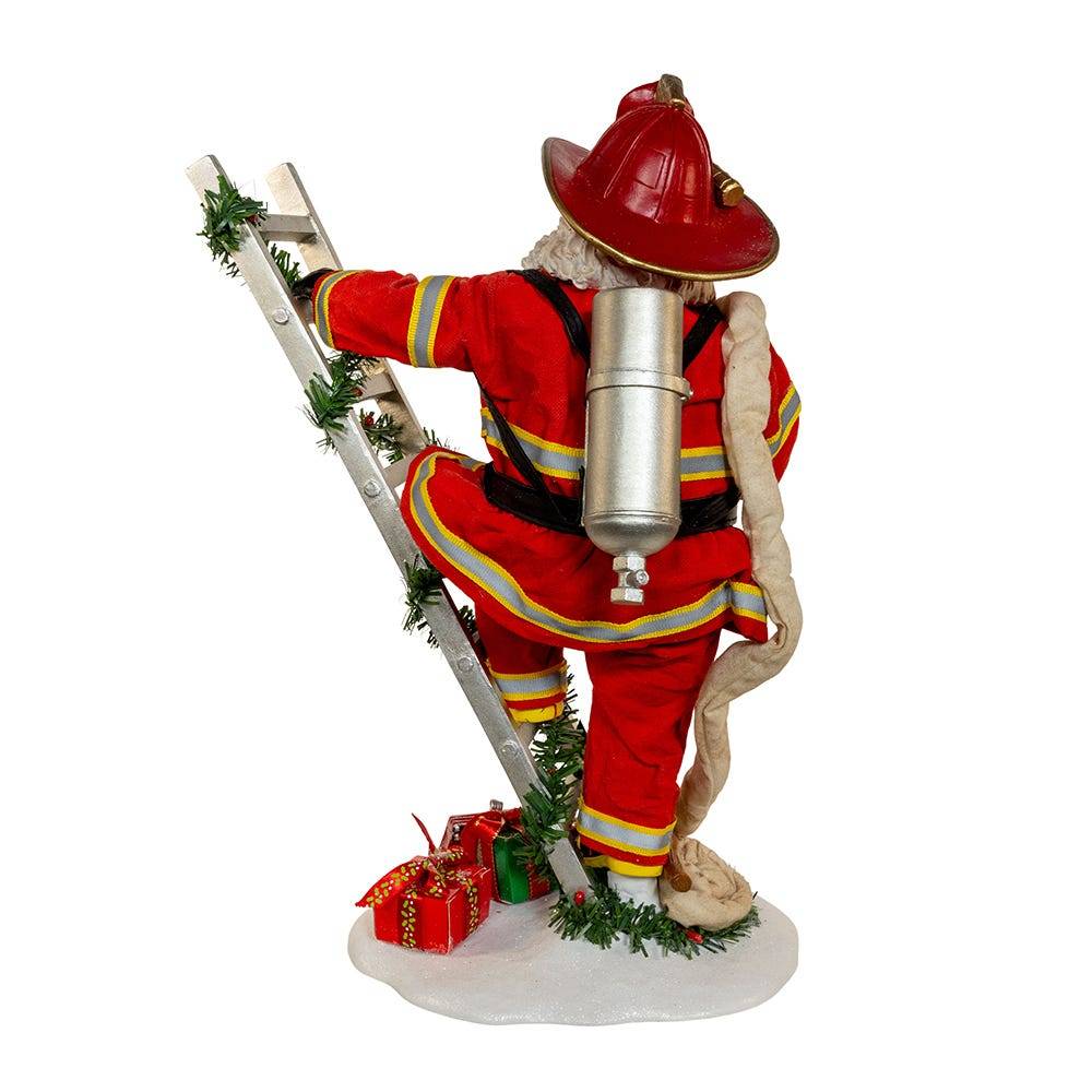 Kurt Adler 11.5-Inch Fabriché Fireman Santa On Ladder