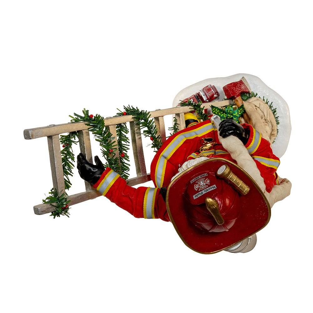 Kurt Adler 11.5-Inch Fabriché Fireman Santa On Ladder