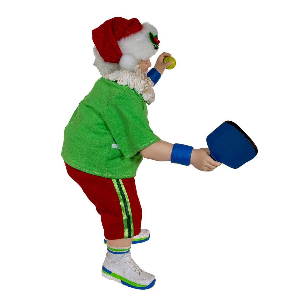 Kurt Adler 10-Inch Fabriché Santa Playing Pickleball