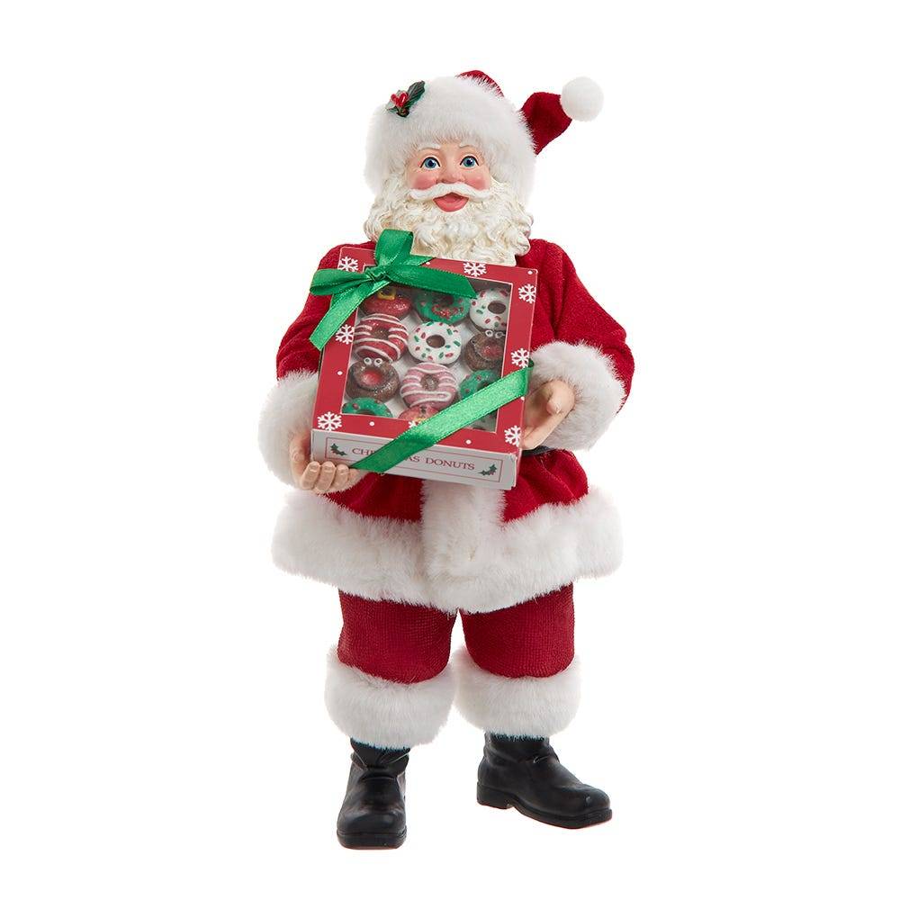 Kurt Adler 10.5-Inch Fabriché Santa With Box of Donuts