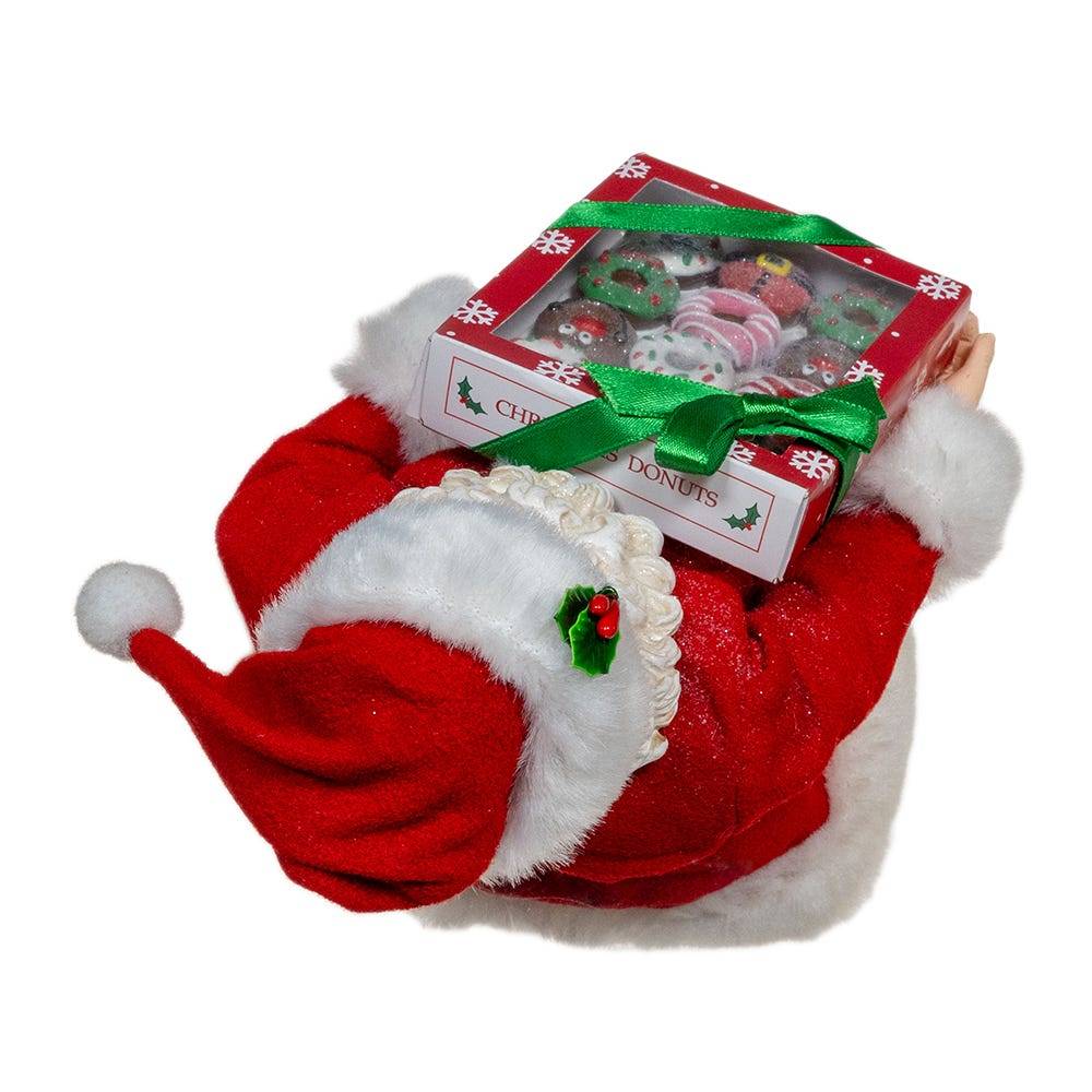 Kurt Adler 10.5-Inch Fabriché Santa With Box of Donuts