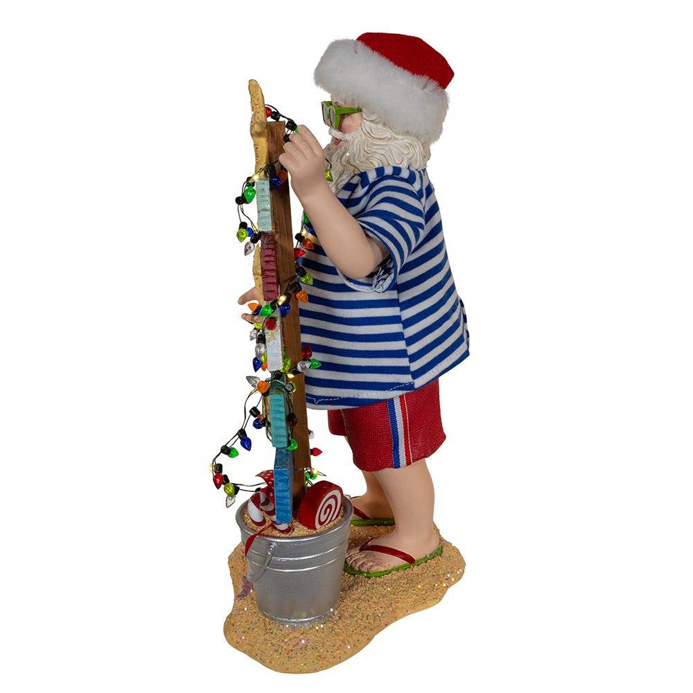 Kurt Adler 10.5-Inch Fabriché Beach Santa With Lighted Sign