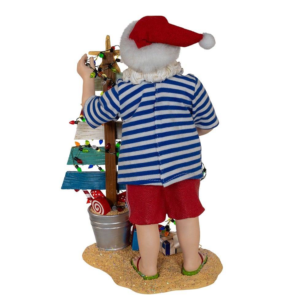 Kurt Adler 10.5-Inch Fabriché Beach Santa With Lighted Sign