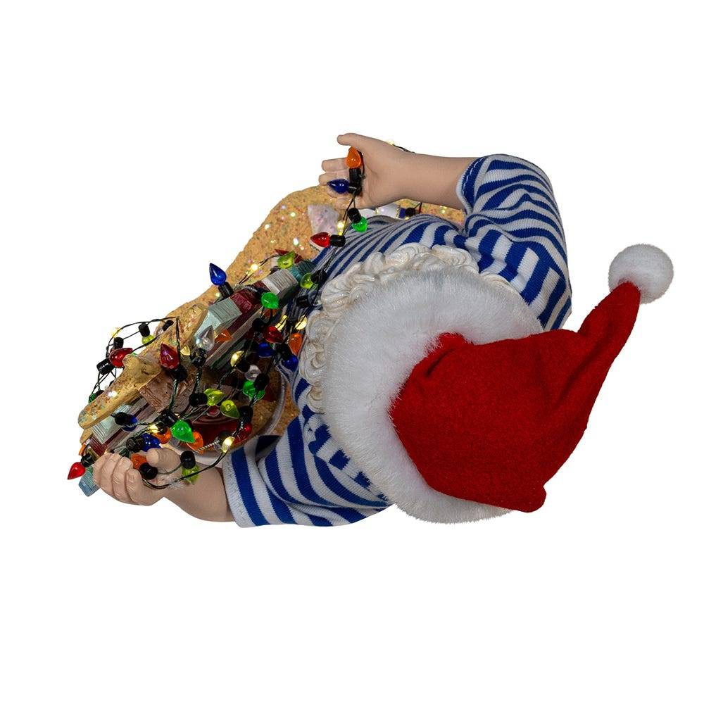 Kurt Adler 10.5-Inch Fabriché Beach Santa With Lighted Sign